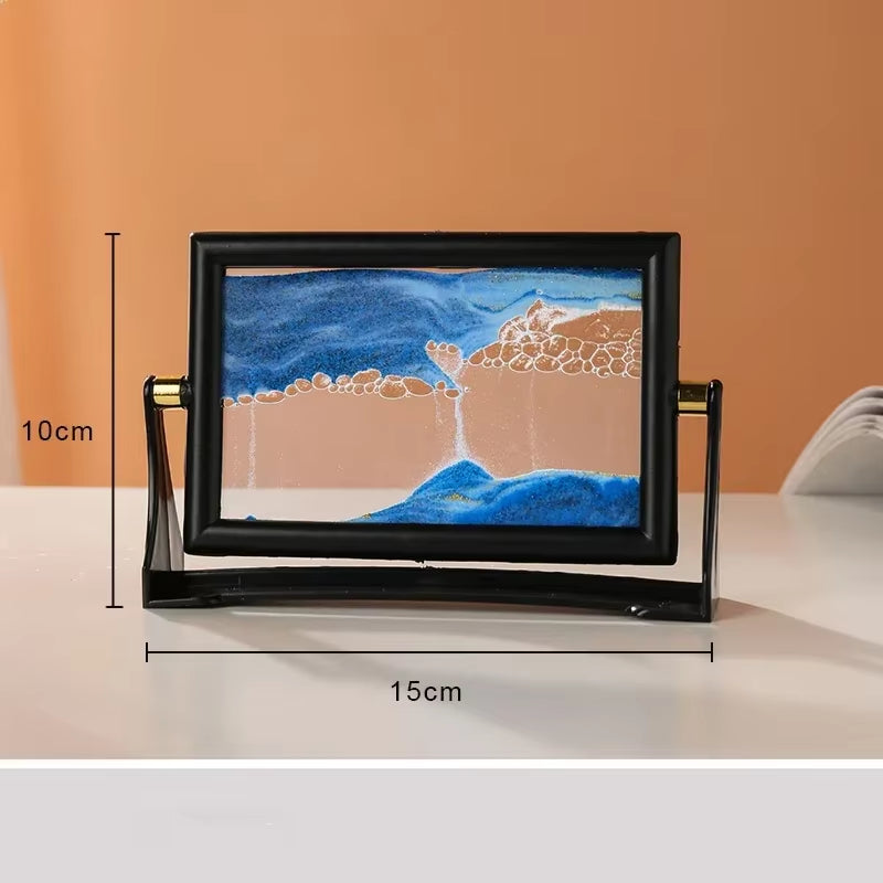 Rotatable Sandscape Moving Sand Art Picture Square Glass 3D in Motion Quicksand Hourglass Creative Flowing Sand Home Decor Gifts