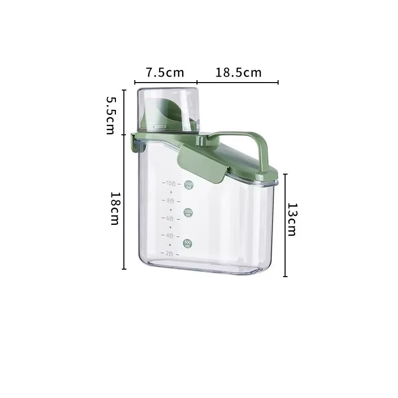 Grain Storage Tank 1500ML Cereal Storage Box with Measuring Cup Food Bean Grain Sealed Jar Kitchen Dispenser Storage Bottle