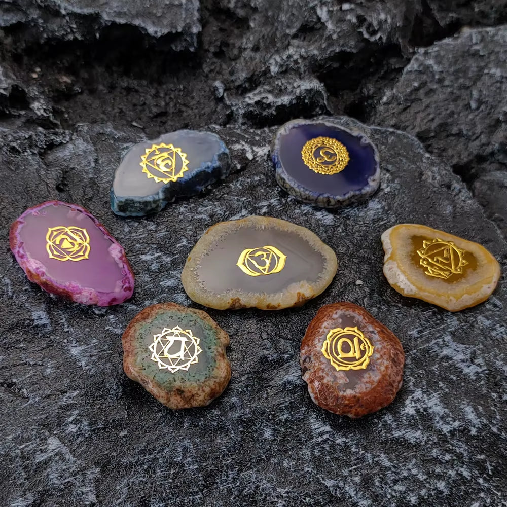 7 Chakra Set Reiki Natural Crystal Healing Energy Balance Colorful Irregular Stones Yoga Symbol Ornament DIY Home Decor