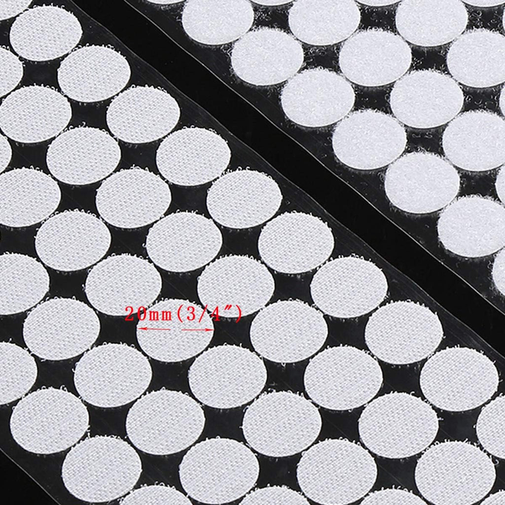 White Self Adhesive Dots 1000Pcs(500 Pairs) 3/4" Diameter Hook and Loop Dots Taps for School, Office
