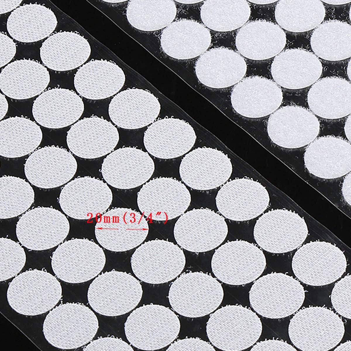 White Self Adhesive Dots 1000Pcs(500 Pairs) 3/4" Diameter Hook and Loop Dots Taps for School, Office