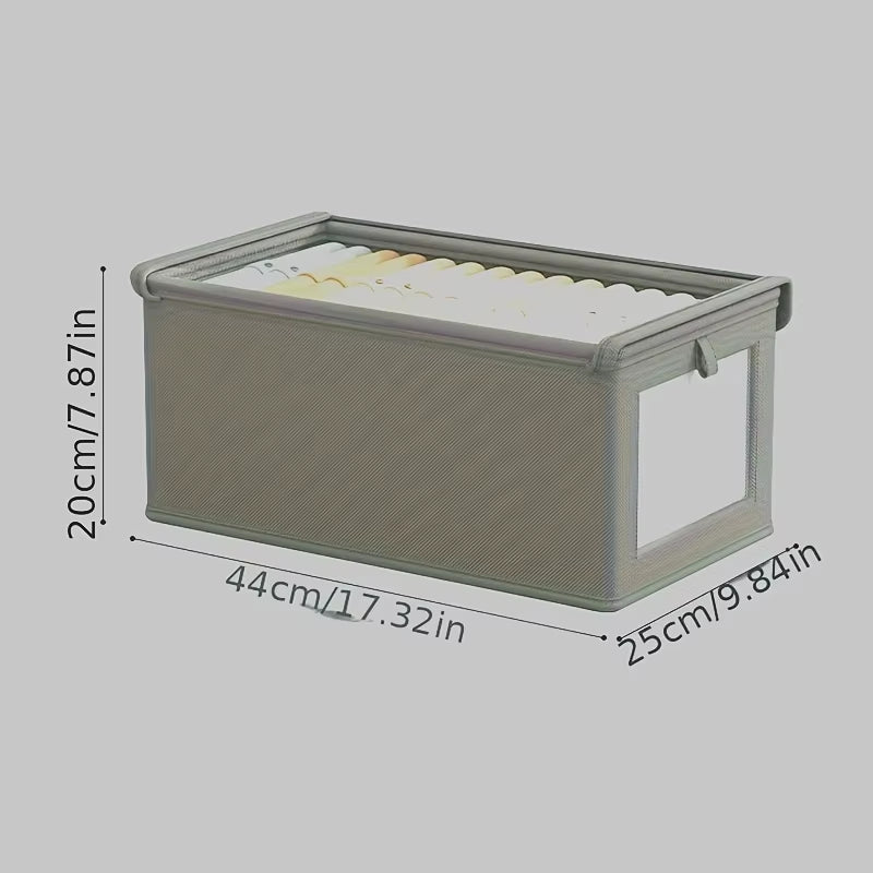 Large Foldable Canvas Storage Box with Clear Window - Organize and Store Clothing Space-Saving Home Closet Organizer