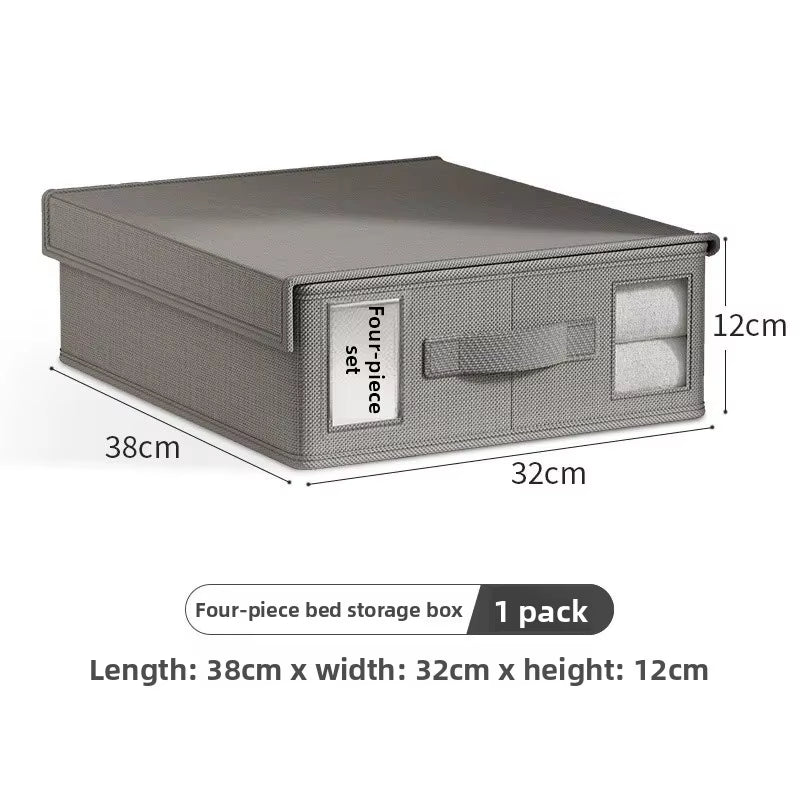 Foldable Non-Woven Fabric Clothing Storage Box with Cover and Visual Window for Home Use Wardrobe Bed Sheet Organizer Box