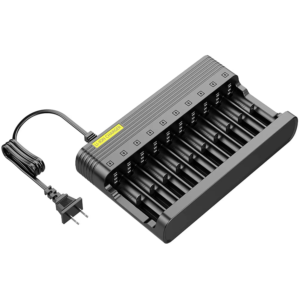 18650 Battery Charger 10 Slots EU US Plug for 4.2V Li-Ion 14500 16340 18350 20700 22650 26650 Batteries Rechargeable Charging