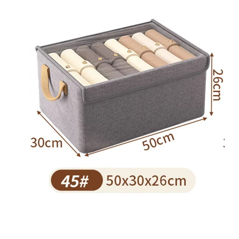 1Pc Foldable Clothing Organizer Underwear Storage Basket with Cover Metal Frame Storage Box for Storing Cloth Wardrobe Organizer