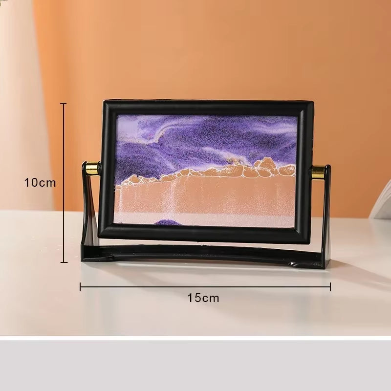 Rotatable Sandscape Moving Sand Art Picture Square Glass 3D in Motion Quicksand Hourglass Creative Flowing Sand Home Decor Gifts