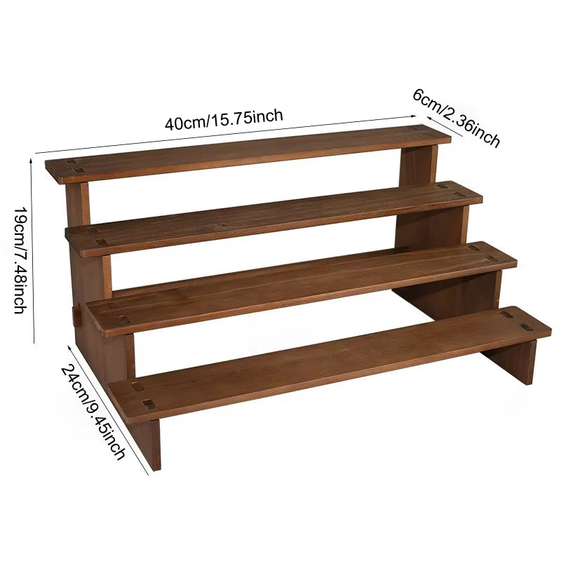 2/3/4/5 Layers Vintage Wood Display Stand Bracelet Hairpins Ring Jewelry Storage Rack Multifunctional Desktop Sundries Organzier