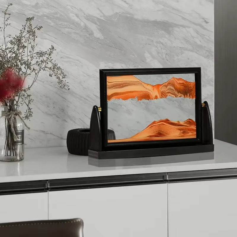 Rotatable Sandscape Moving Sand Art Picture Square Glass 3D in Motion Quicksand Hourglass Creative Flowing Sand Home Decor Gifts