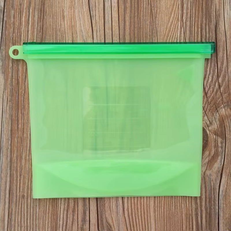 5Pcs Silicone Food Storage Containers Leakproof Containers Reusable Stand up Zip Shut Bag Fresh Bag Food Storage Bag Fresh