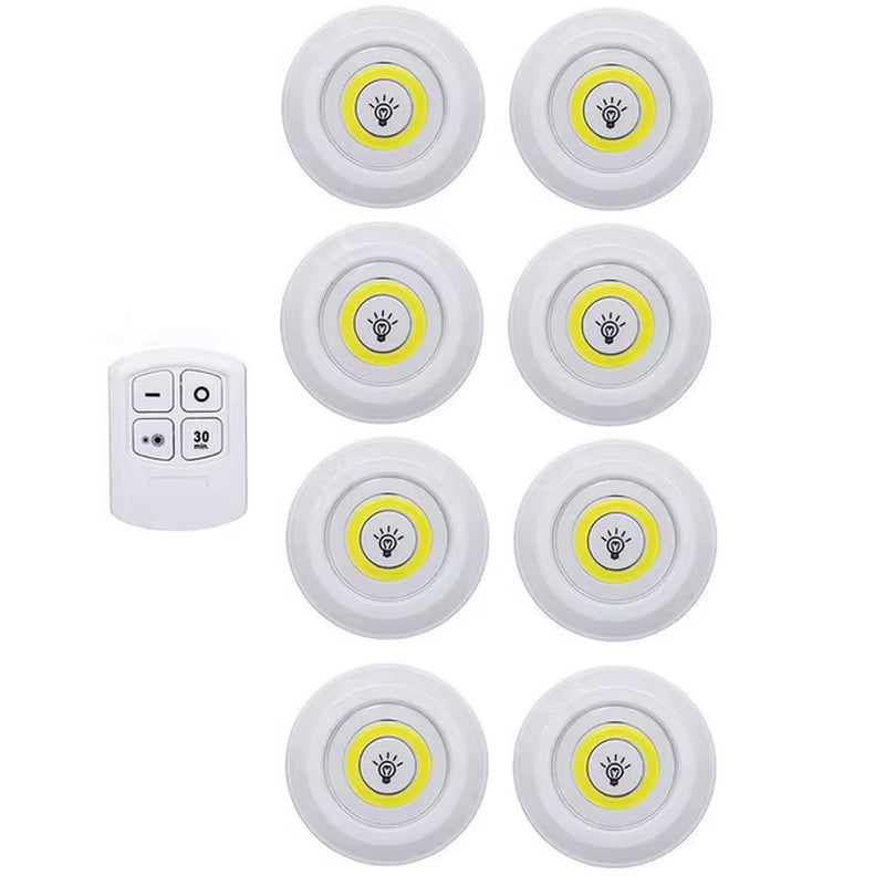 3W Super Bright Cob under Cabinet Light LED Wireless Remote Control Dimmable Wardrobe Night Lamp Home Bedroom Closet Kitchen