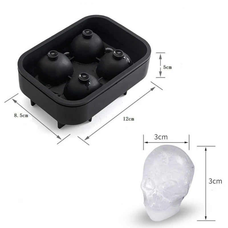 3D Skull Silicone Mold Ice Cube Tray Mould Ice Cube Maker Ice Ball Mold Whiskey Wine Cocktail Ice Cube Mold Ice Ball Mold