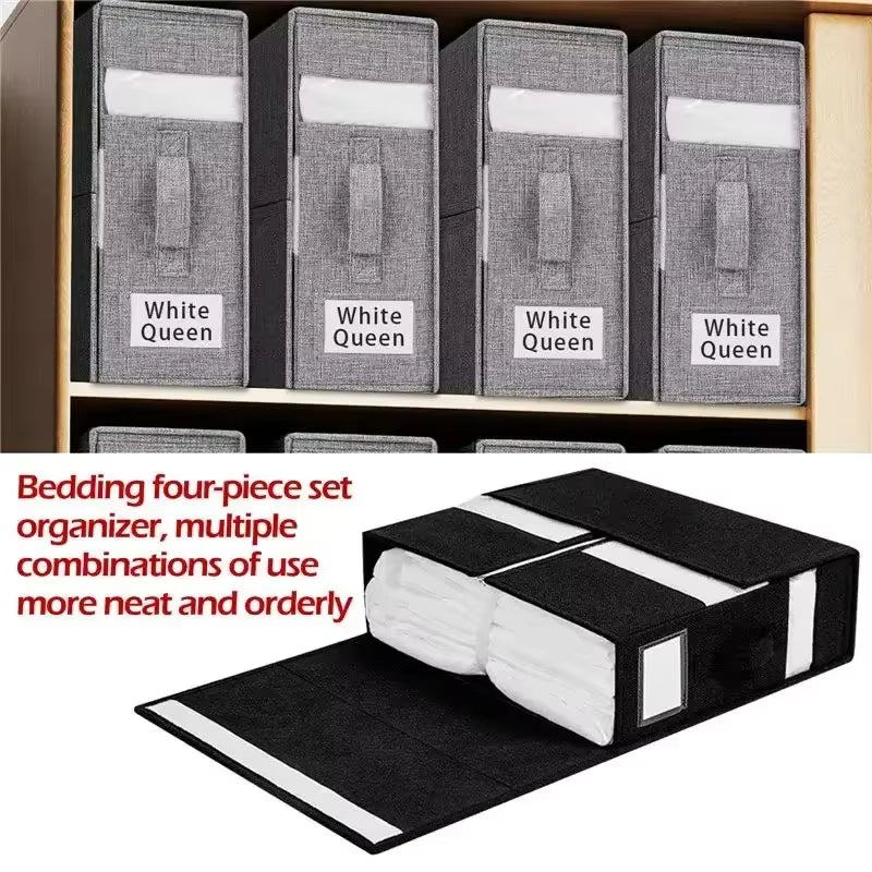 Foldable Closet Storage Bins Air and Dust Resistant Folding Bed Linen Organizer Window Clothes and Sheets Storage Box