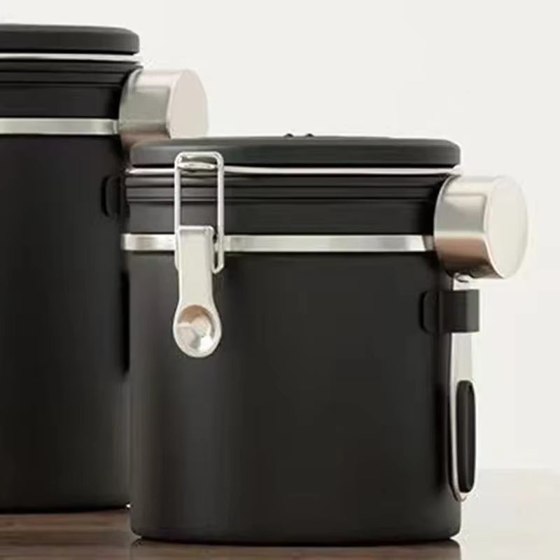 Stainless Steel Coffee Beans Vacuum Storage Jar with Spoon Large Capacity Airtight Container Grains Nut Keep Fresh Storage Jar