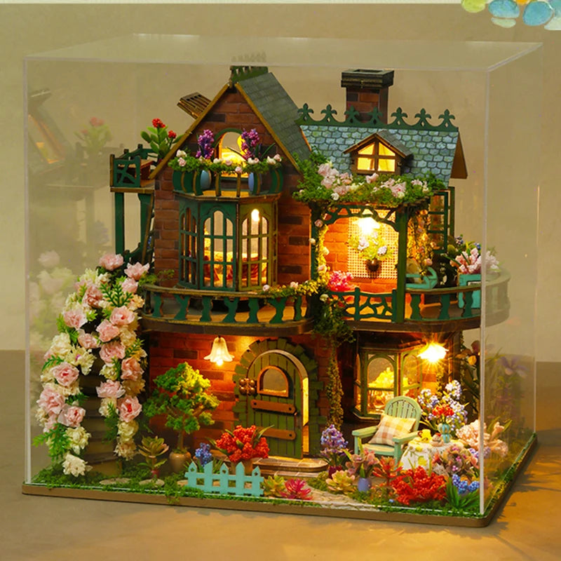 NEW DIY Wooden Fairy Garden Cottage Figurines Miniatures Kits Assembled Houses Flower Casa for Friends Gifts Home Decor Crafts