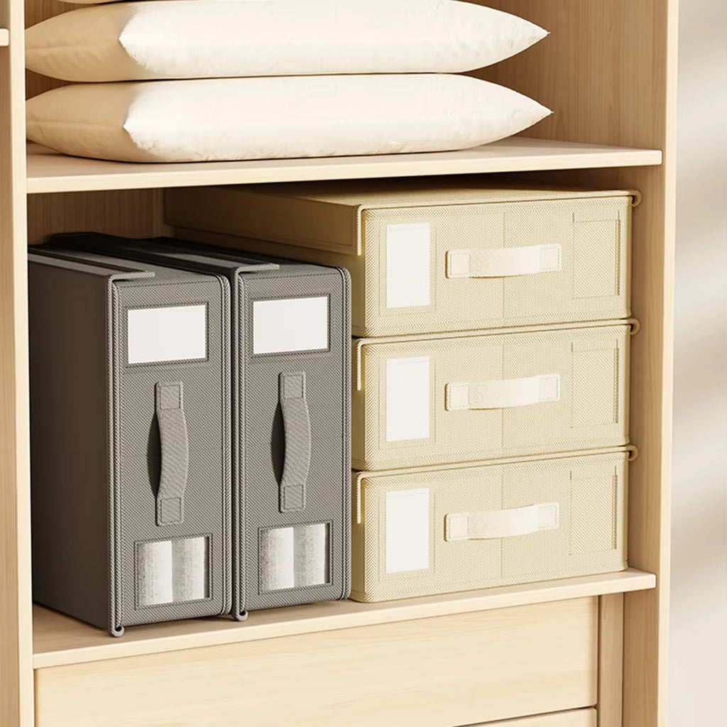 Foldable Non-Woven Fabric Clothing Storage Box with Cover and Visual Window for Home Use Wardrobe Bed Sheet Organizer Box