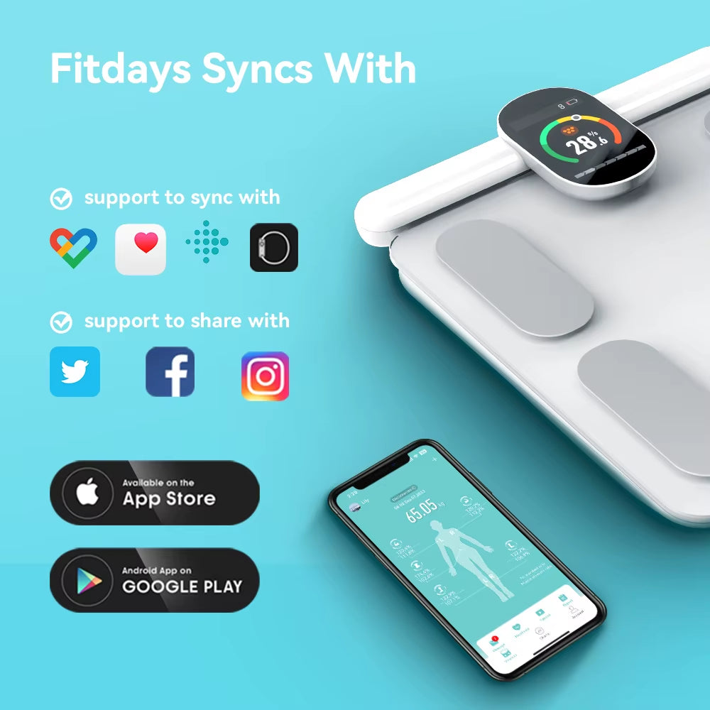 Home Smart Bioimpedance Scale 8 Electrode Body Fat Scale Weight Balance Scale Smart Body Composition Scale