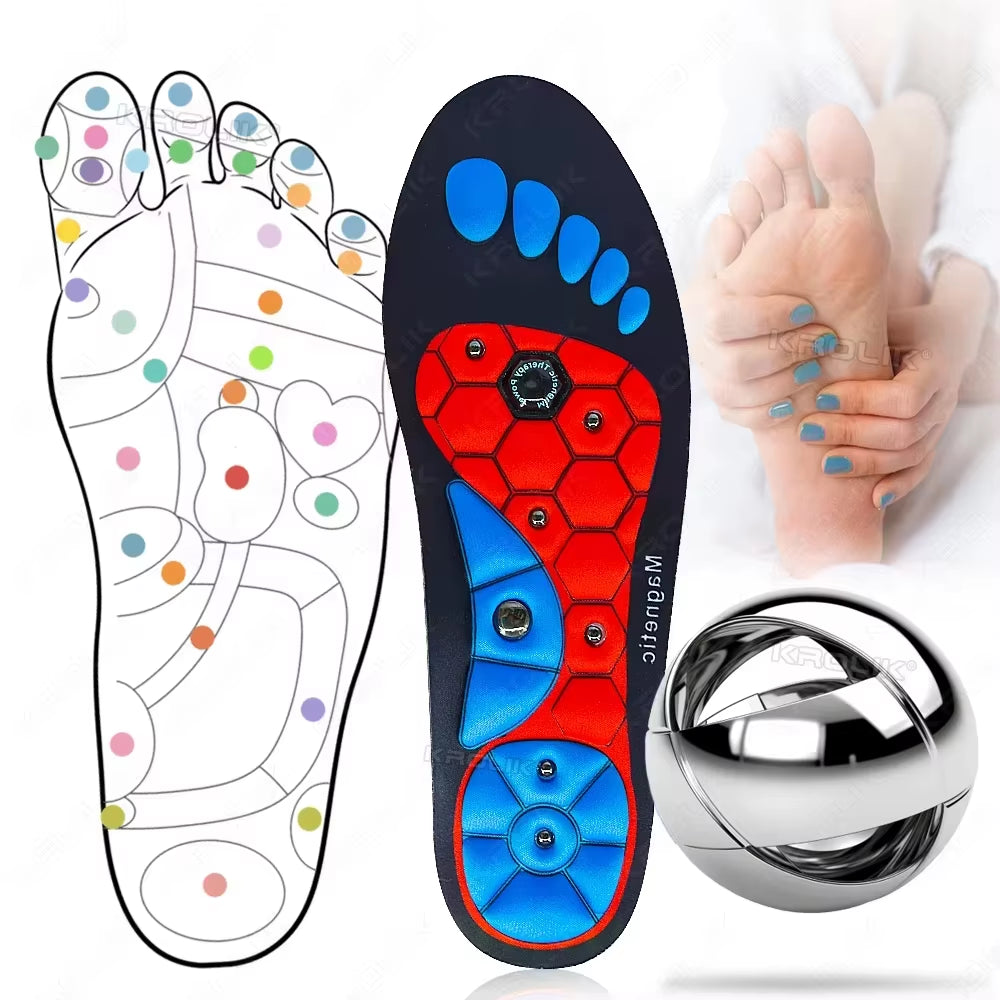 New Style 1 Pairs Magnetic Insoles EVA Massage Arch Support for Foot Pain Relief Slim Legs Acupressure Therapy Unisex Pads