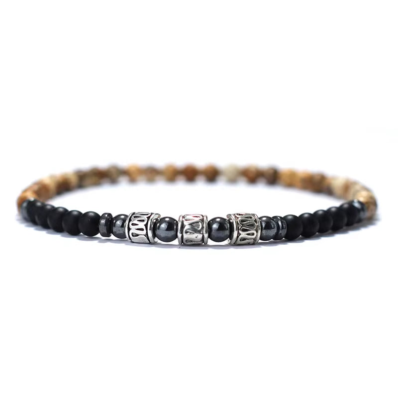 Men 4Mm Stone Bracelet Sanskrit Meditation Yoga Beaded Braclet Casual Jewelry Accessories Pulseira Masculina Gift for Him