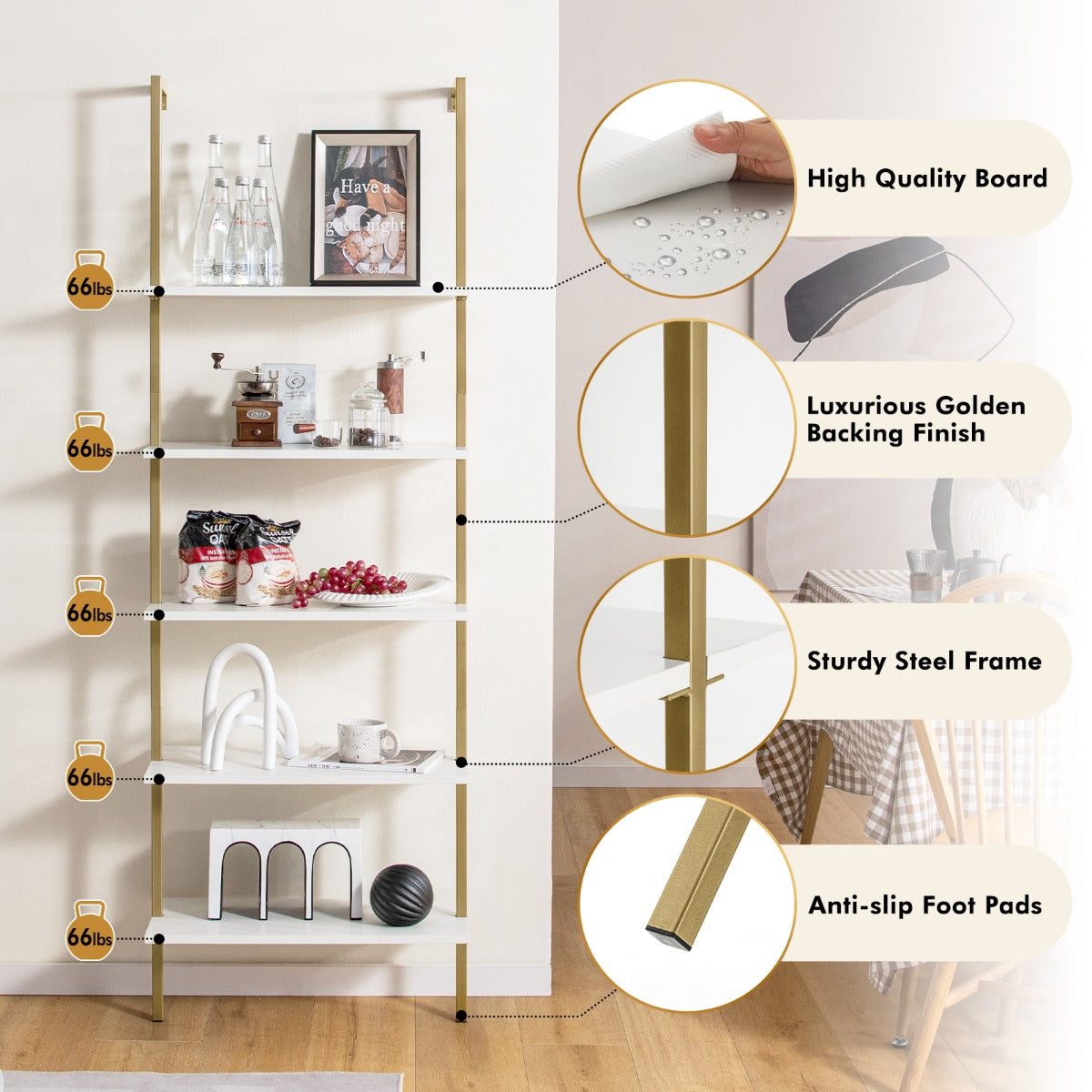 NNECW Wall Mounted Display Rack Bookshelf for Office-4