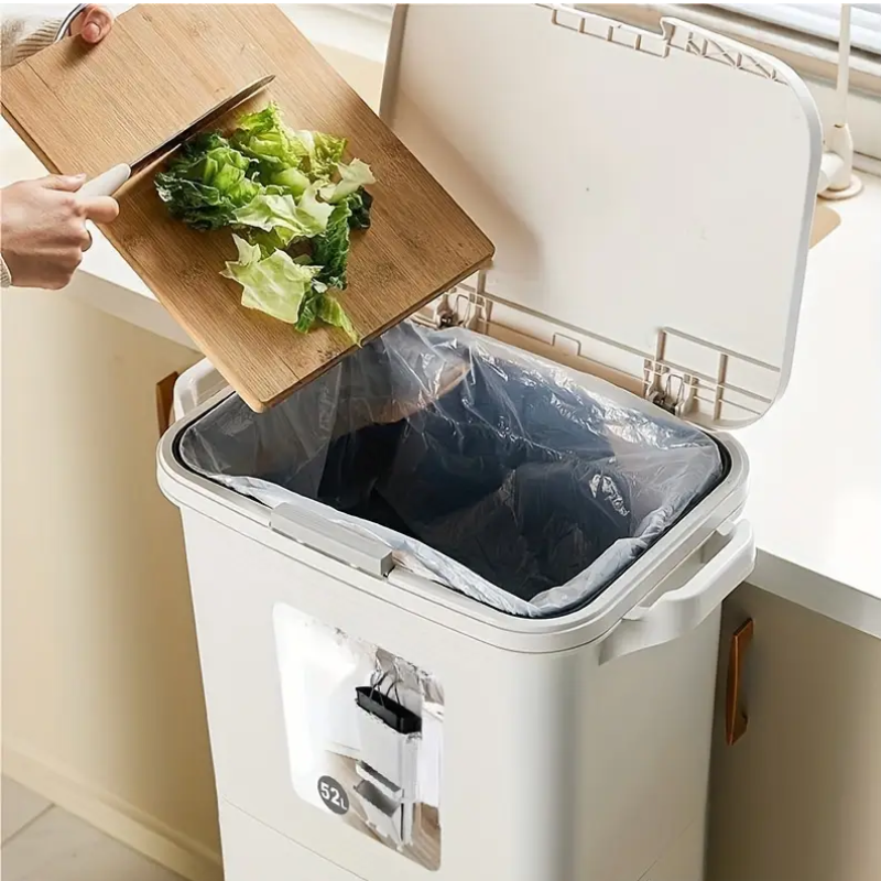 Multi-Tier Kitchen Trash Can with Lid-2