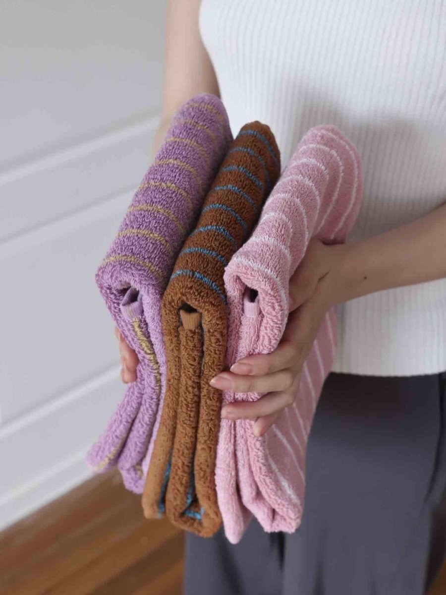 Ultra Soft Absorbent Retro Stripe Bath Towel - 100% Organic Cotton-0